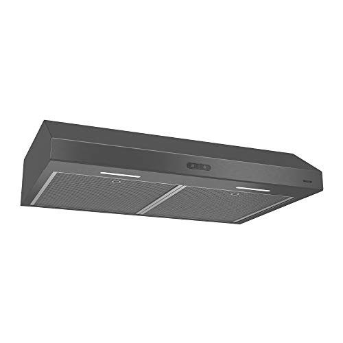 Broan Glacier Convertible Range Hood, Exhaust Fan and Light Combo for Over Kitchen Stove, Black