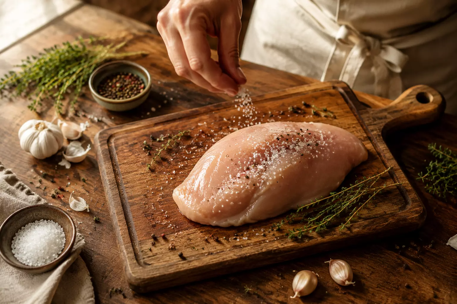 Salt pinch chicken flatlay culinary editorial