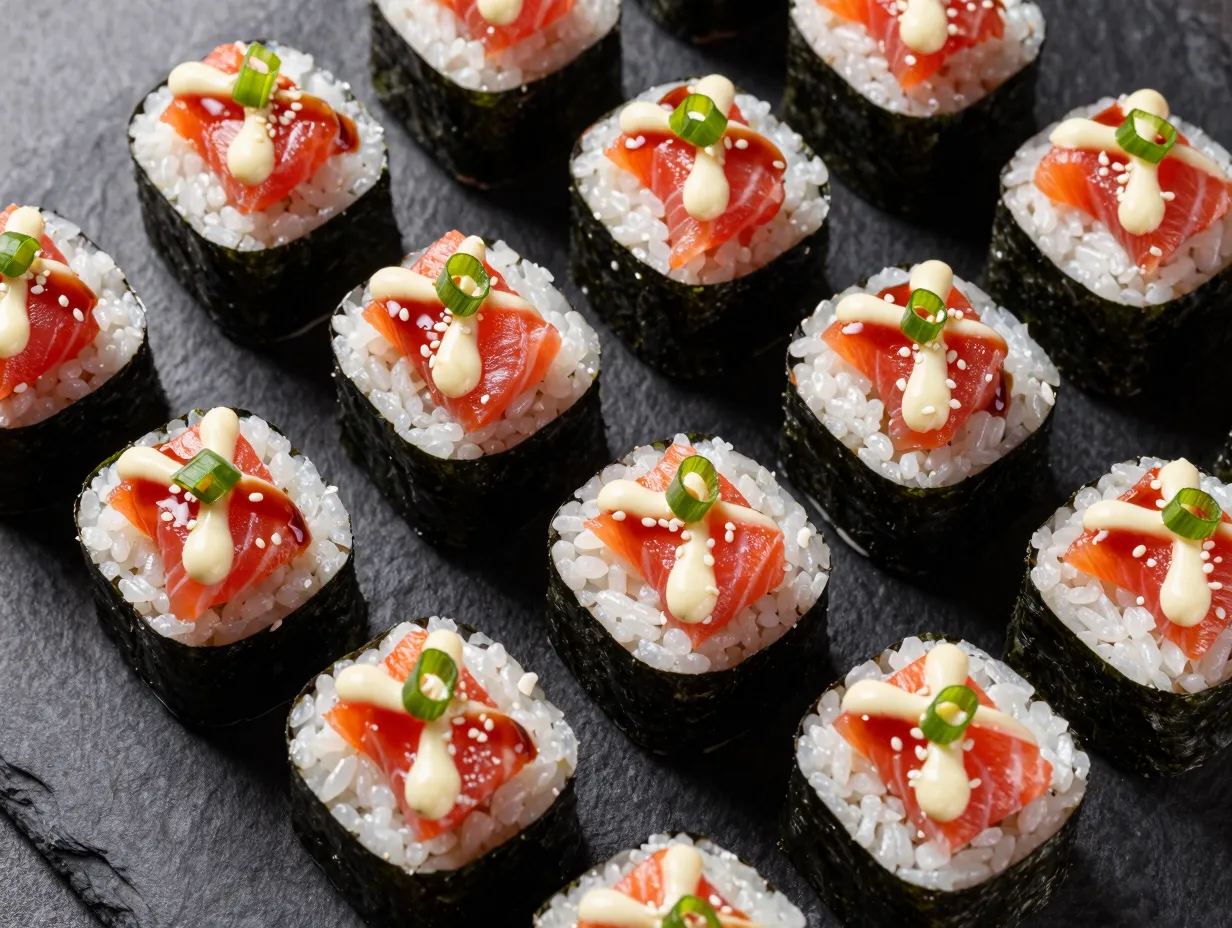 Salmon sushi cups