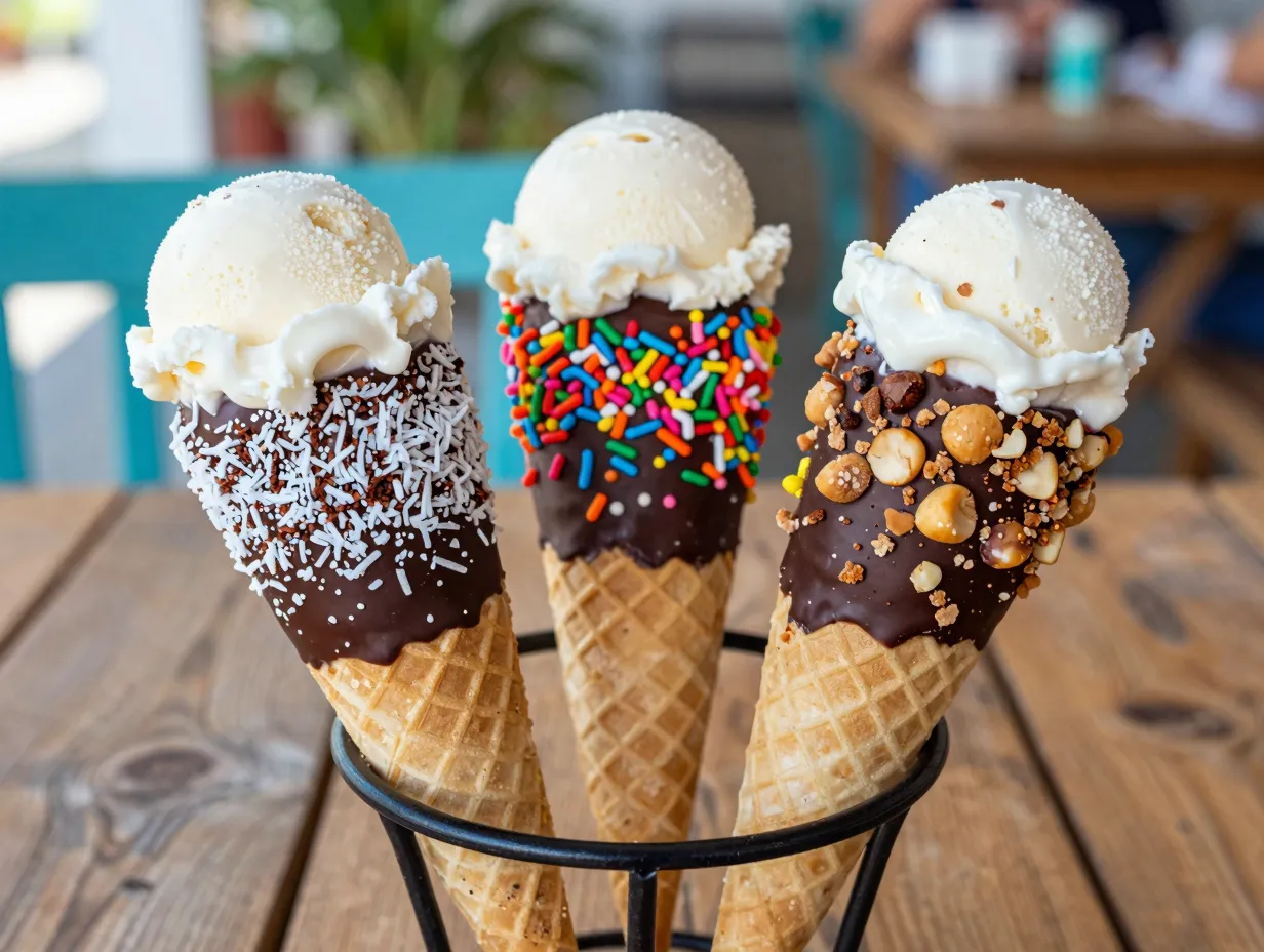 Coconut sundae cones