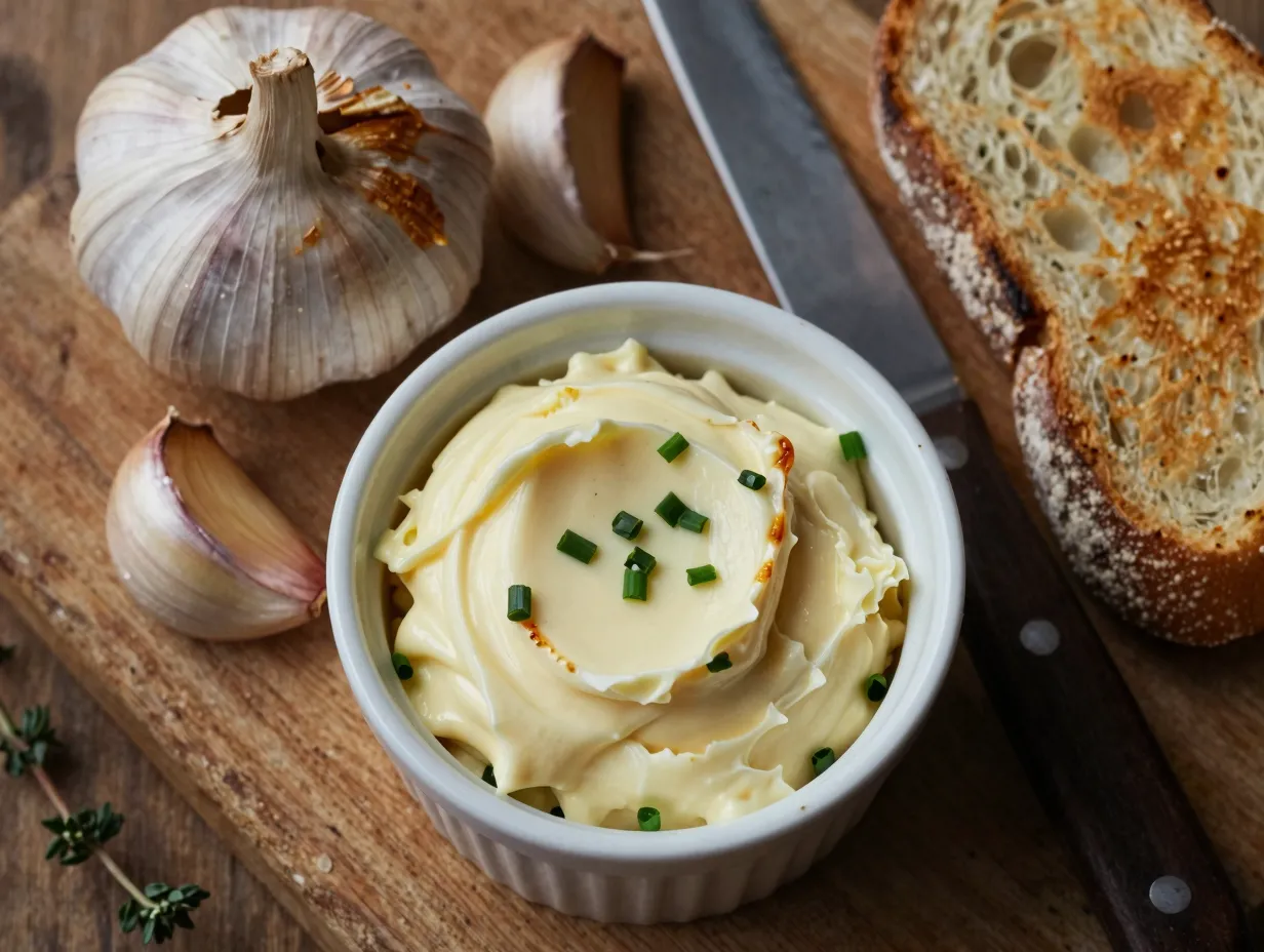 Roasted garlic butter spread