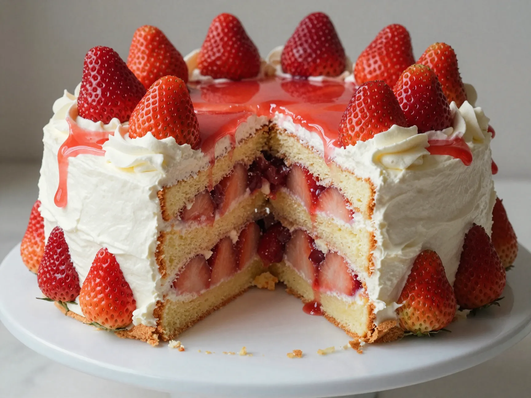 Strawberry angel food cake