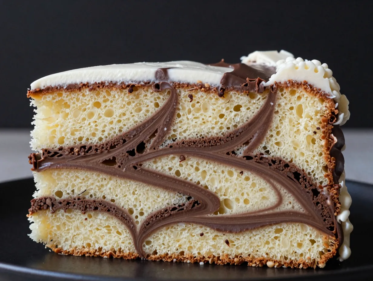 Chocolate swirl angel food cake