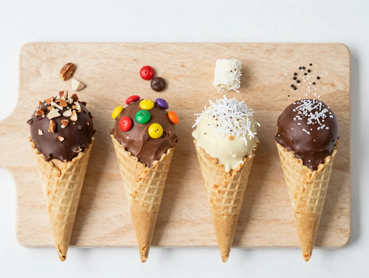 Classic chocolate dipped ice cream cones