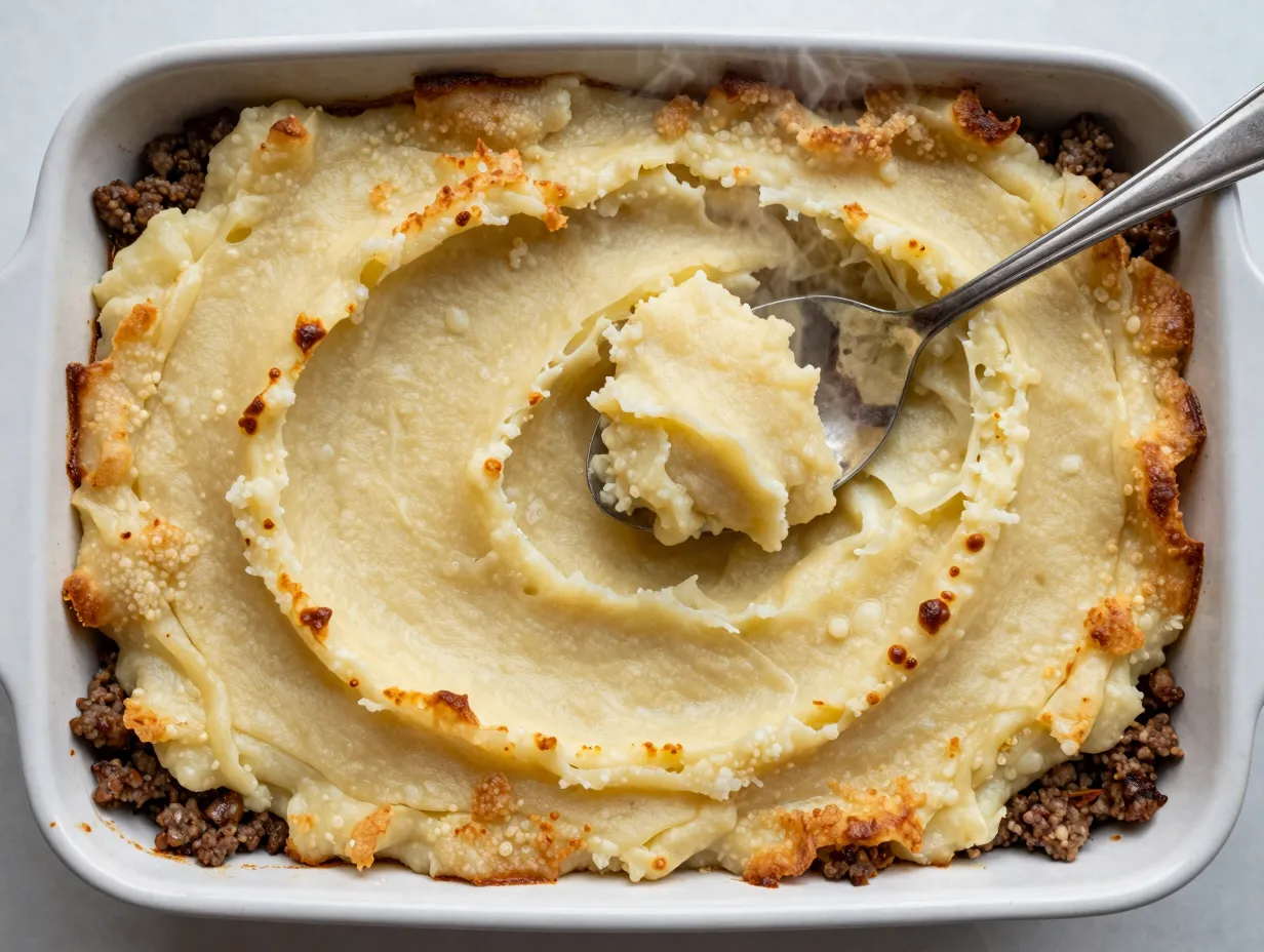 Golden crusted shepherds pie fresh from the oven