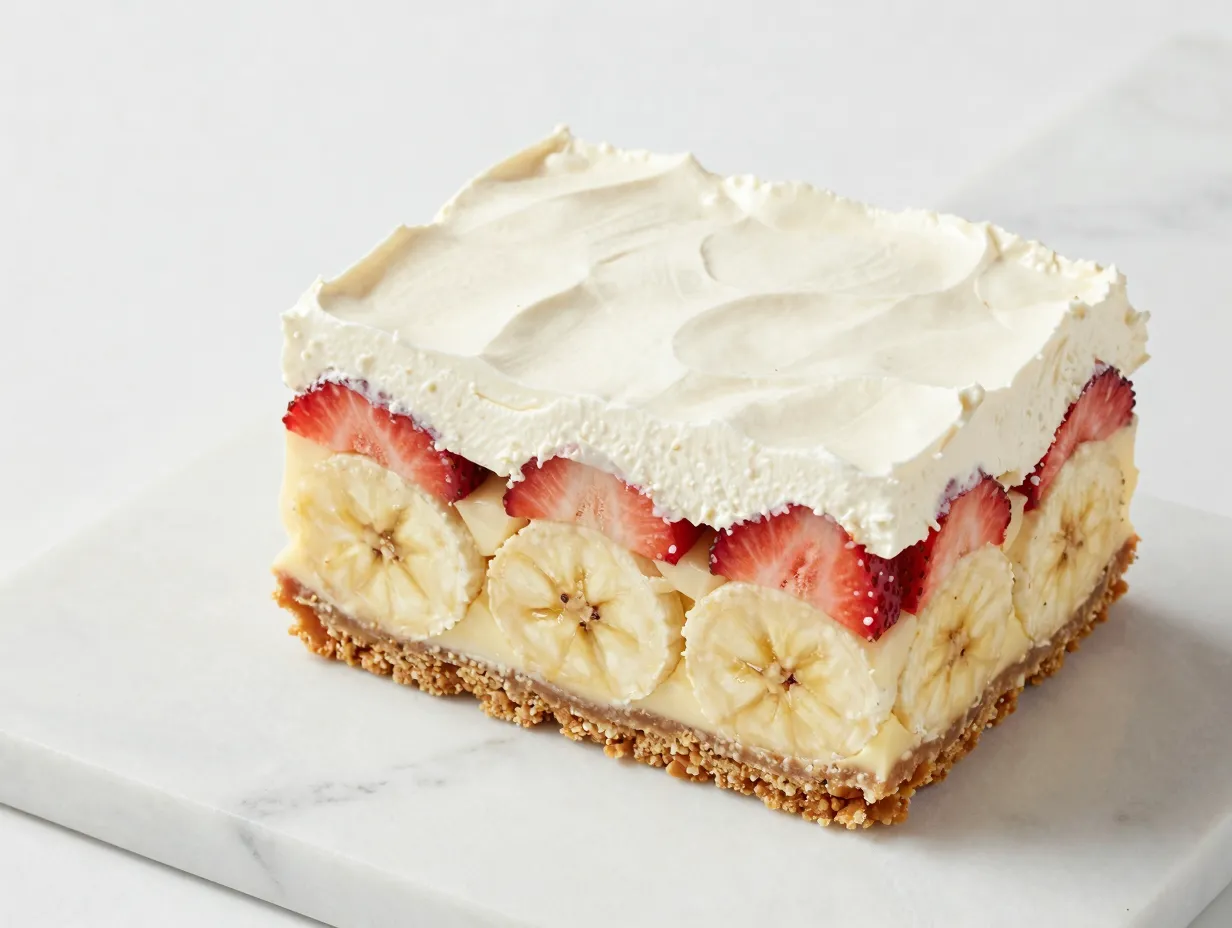 The no bake banana split dessert bar