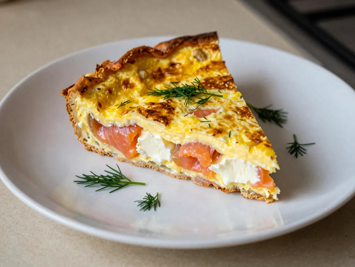 Smoked salmon frittata with dill and cream cheese