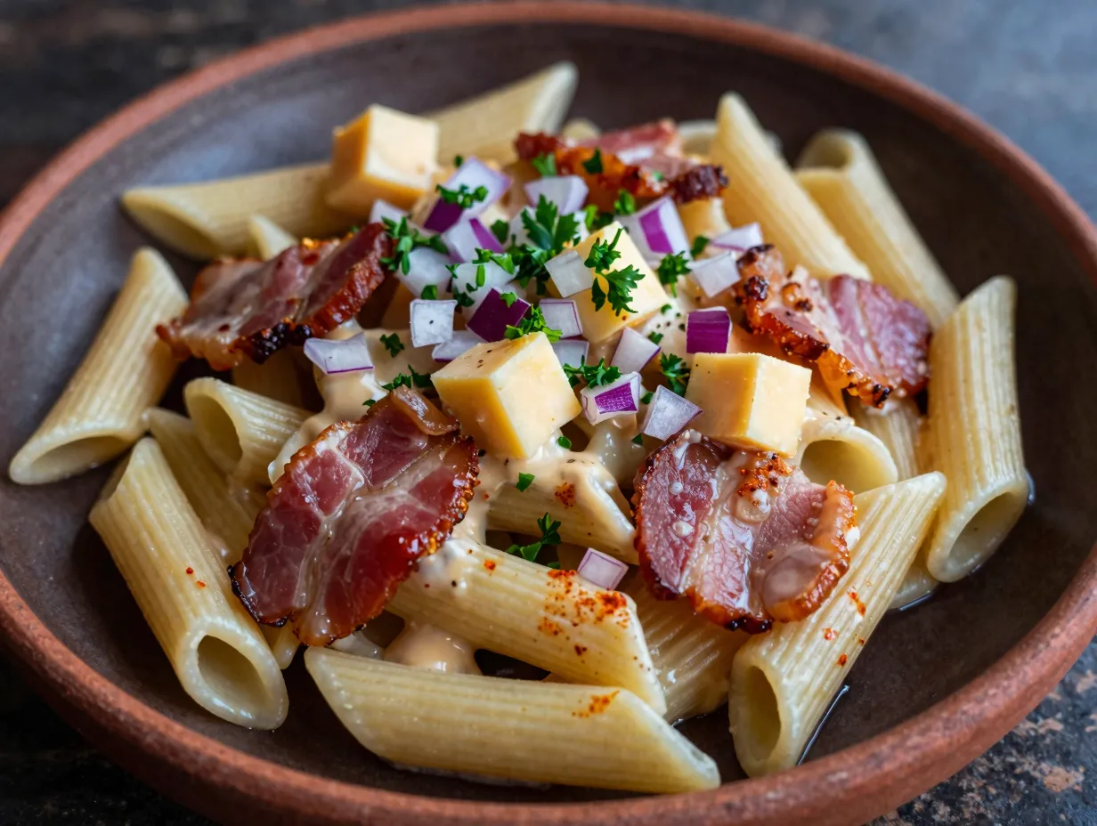 Smoky bacon ranch pasta salad with smoked paprika