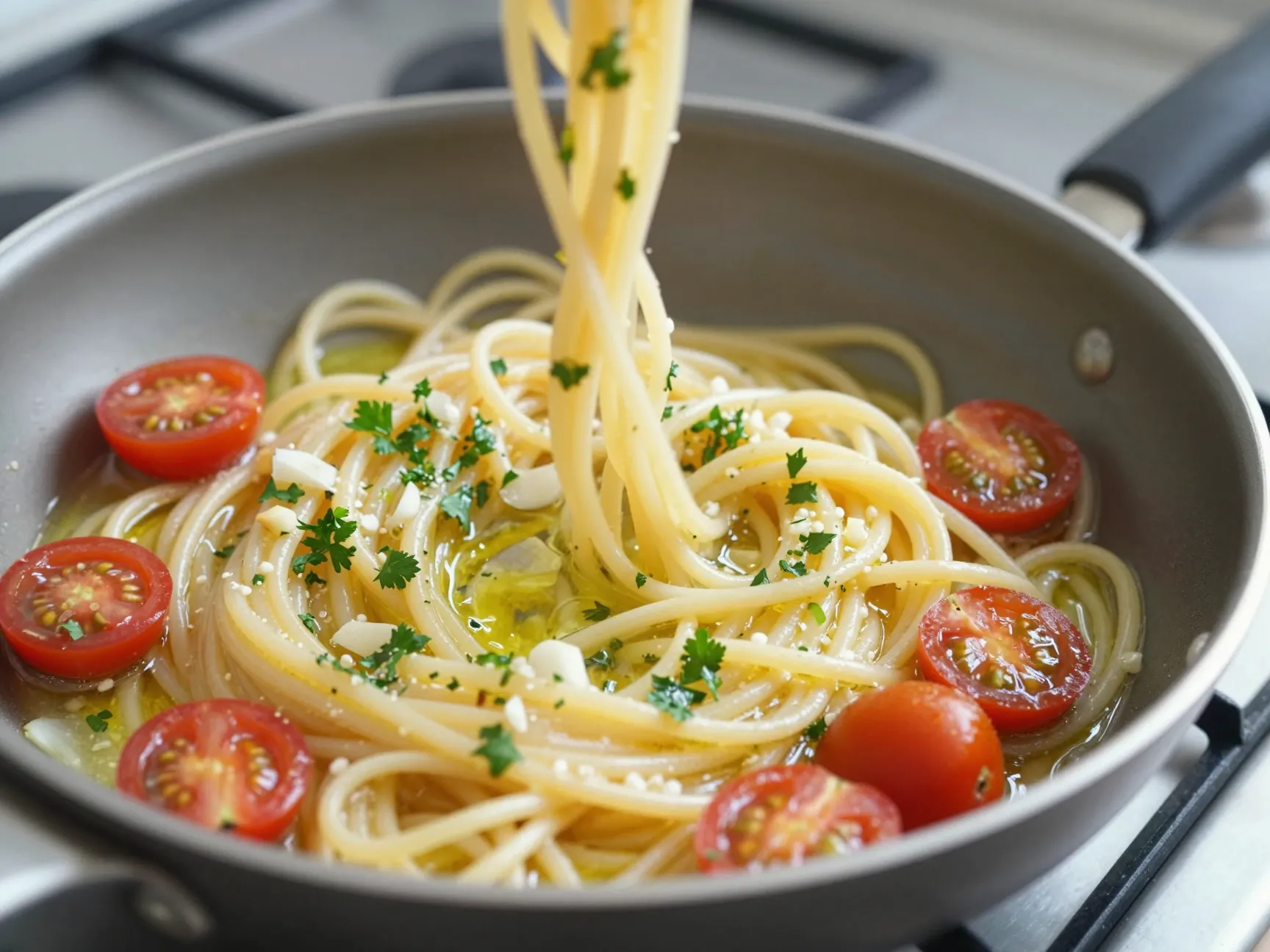 Angel hair pasta with garlic sauce