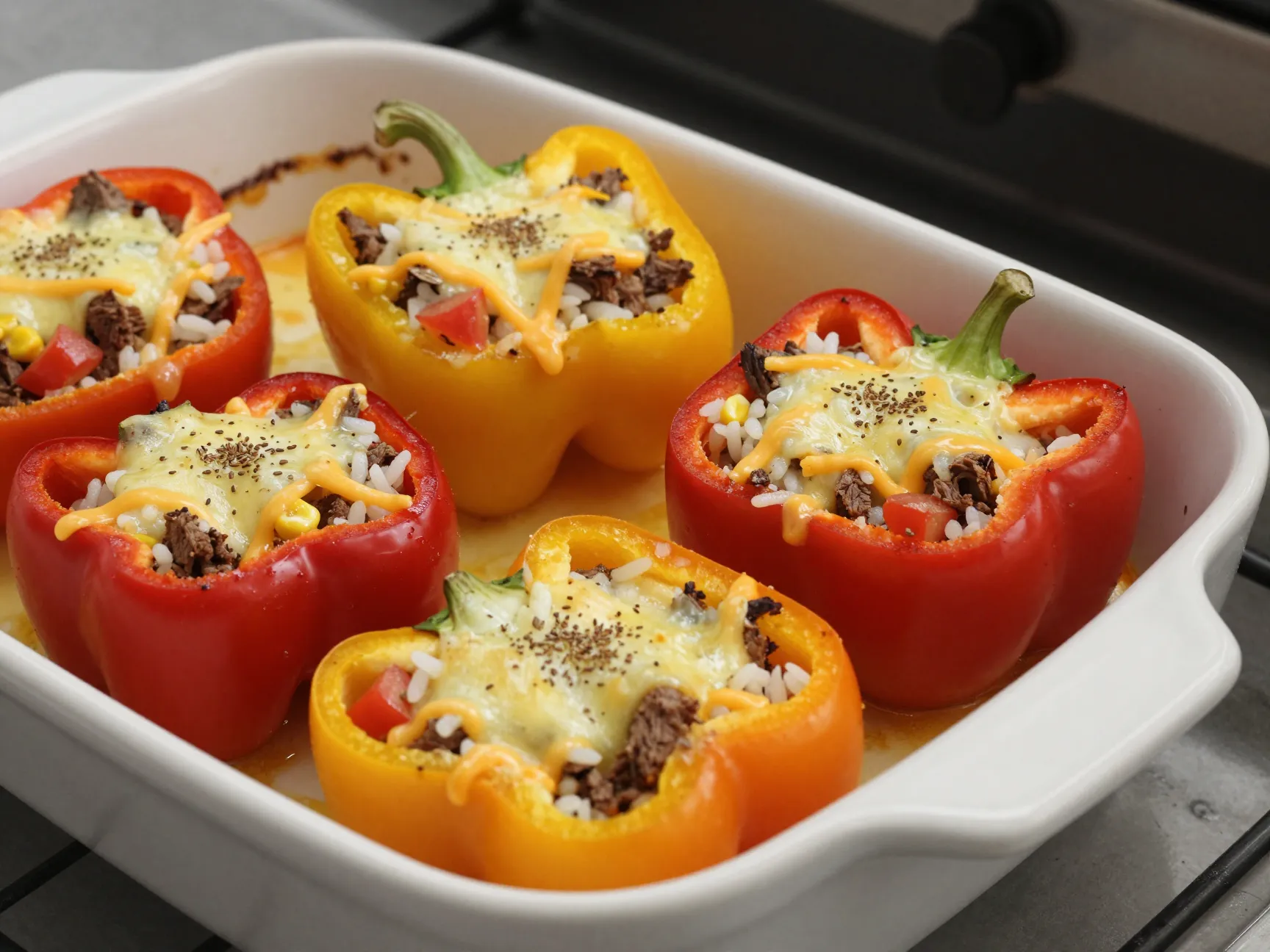 Corned beef stuffed bell peppers