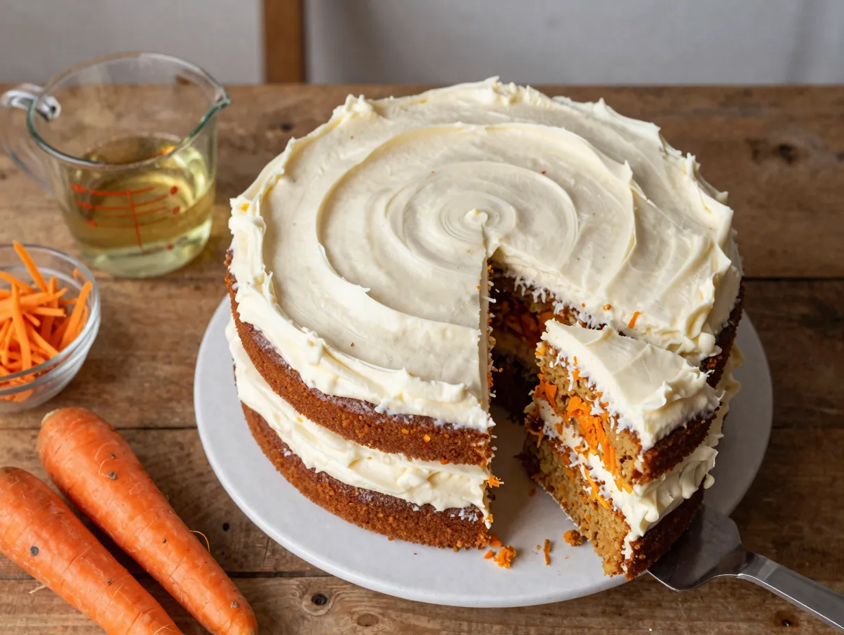 The classic three layer carrot cake with cream cheese frosting