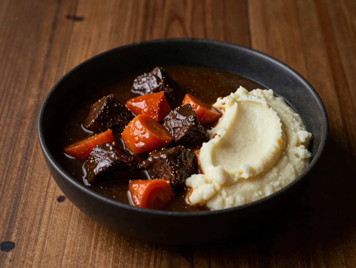 Beef and guinness stew with carrots