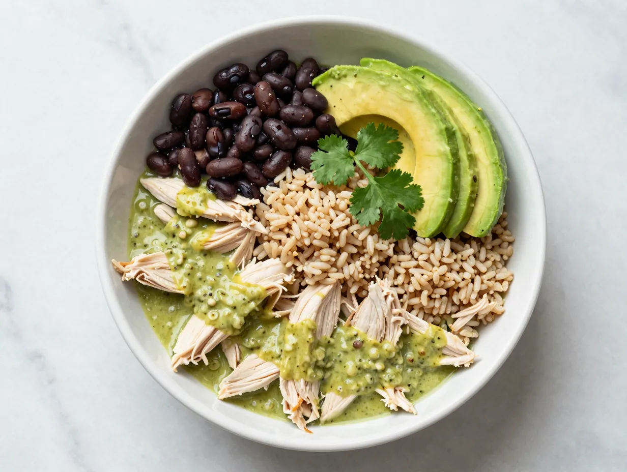 Salsa verde chicken bowls