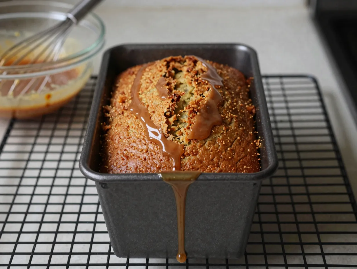 Carrot cake loaf with brown sugar glaze