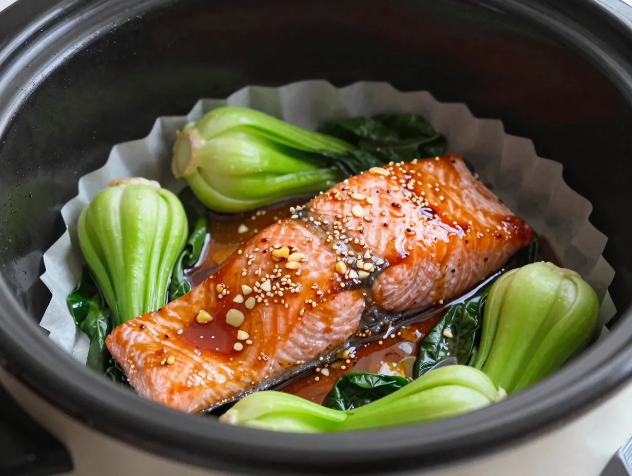 Honey sesame salmon with bok choy