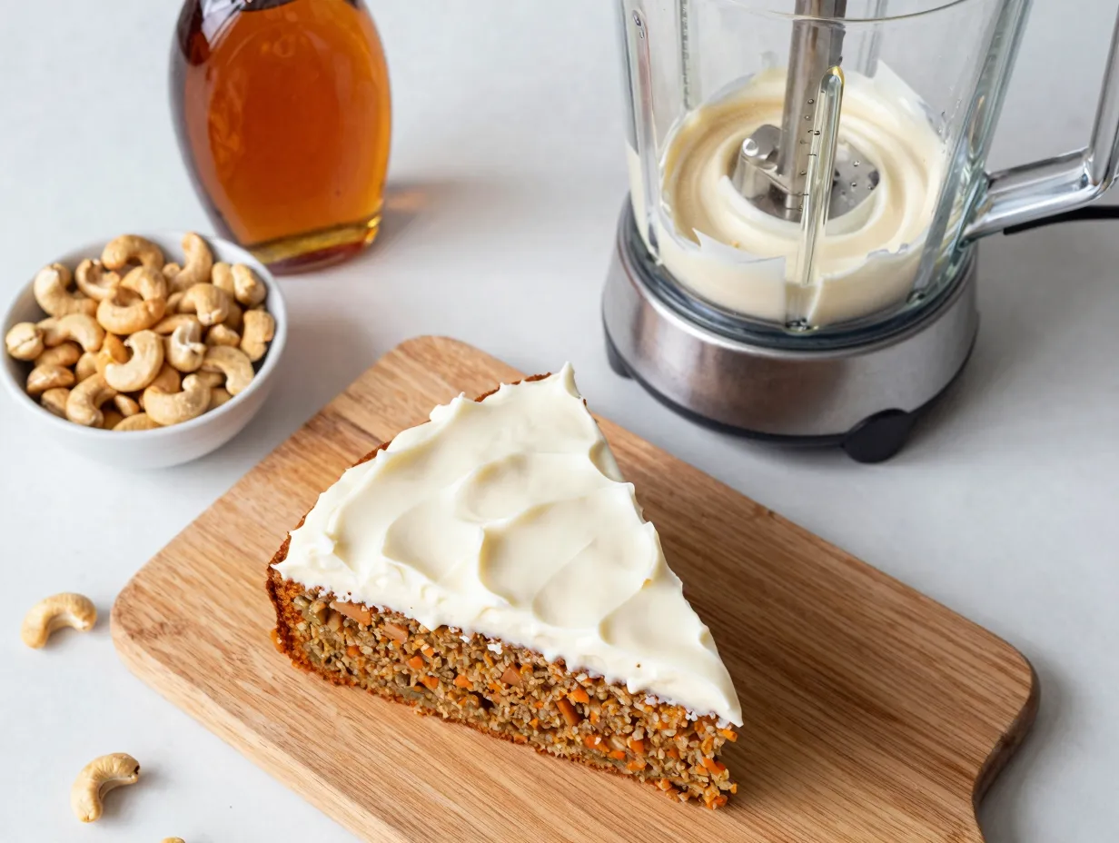 Vegan carrot cake with cashew cream frosting