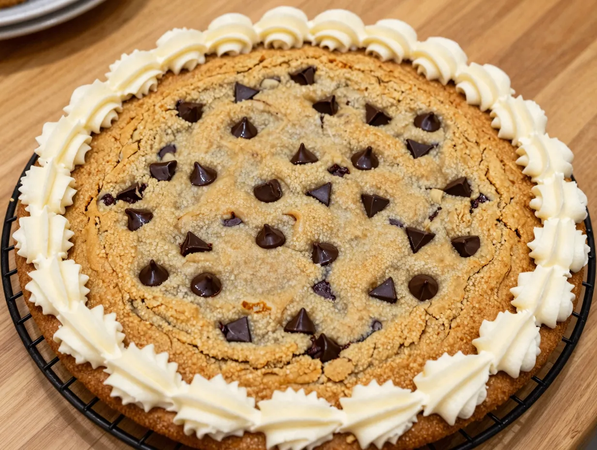 Classic chewy chocolate chip cookie cake