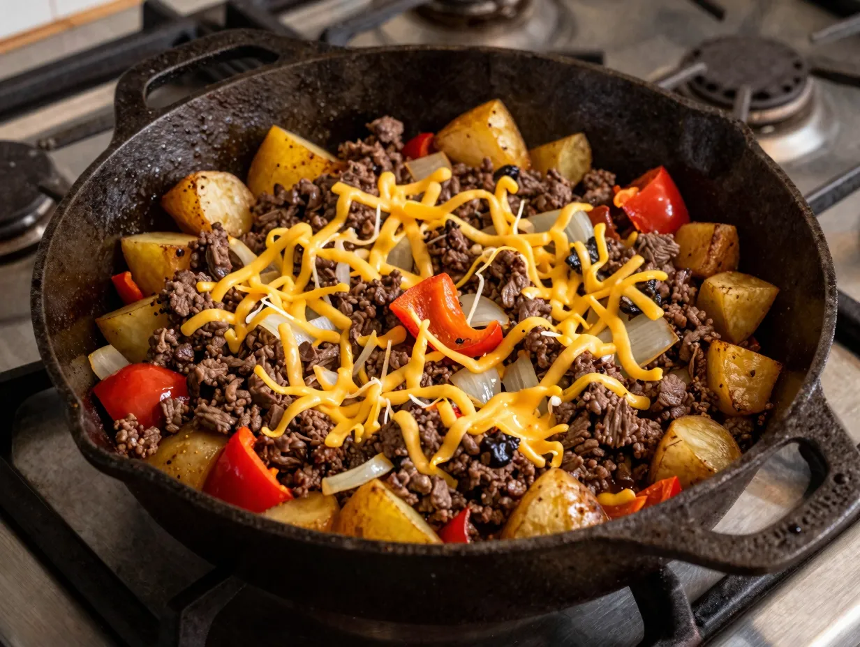 Country hamburger skillet dinner