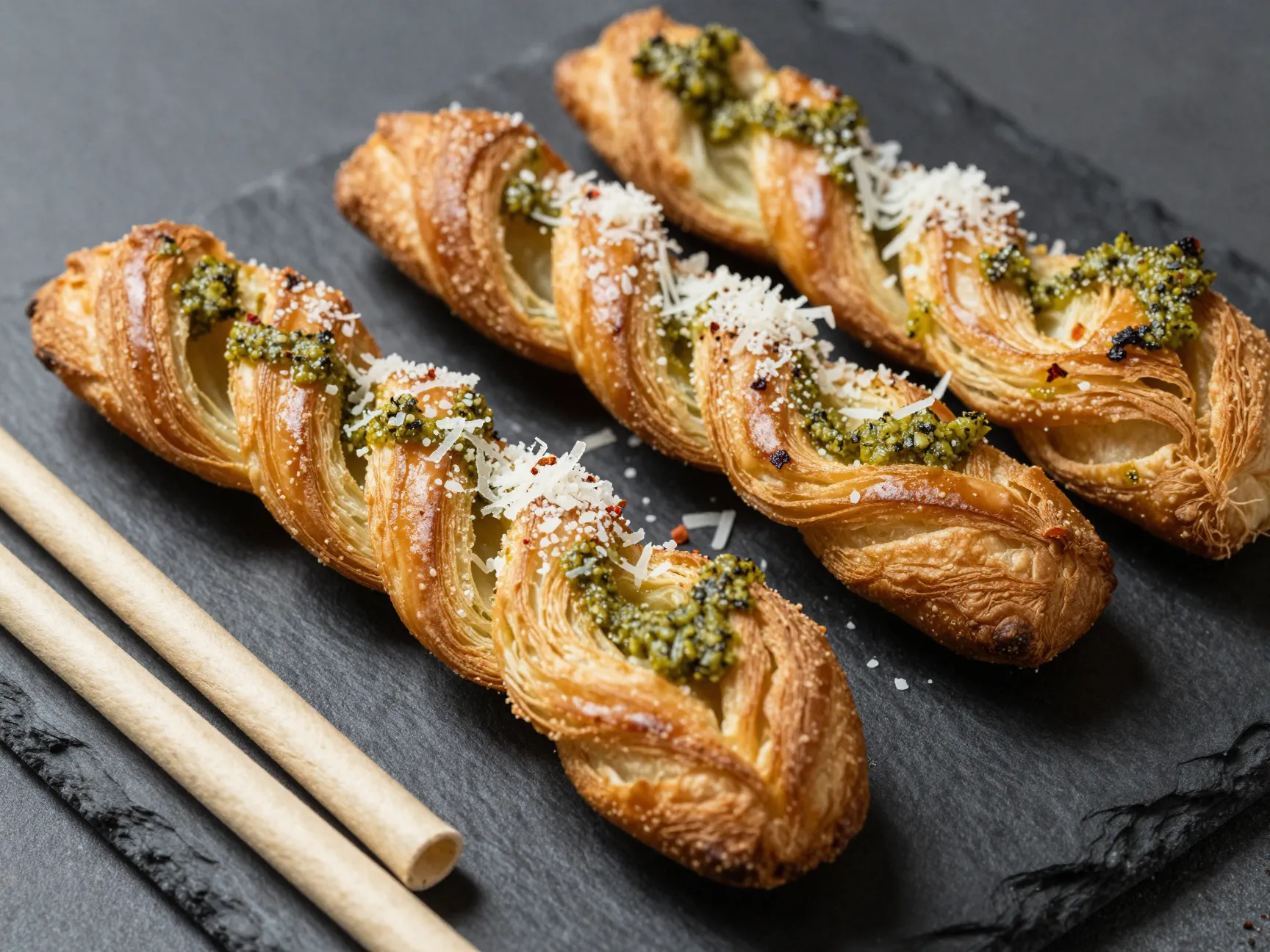 Pesto parmesan cheese straws