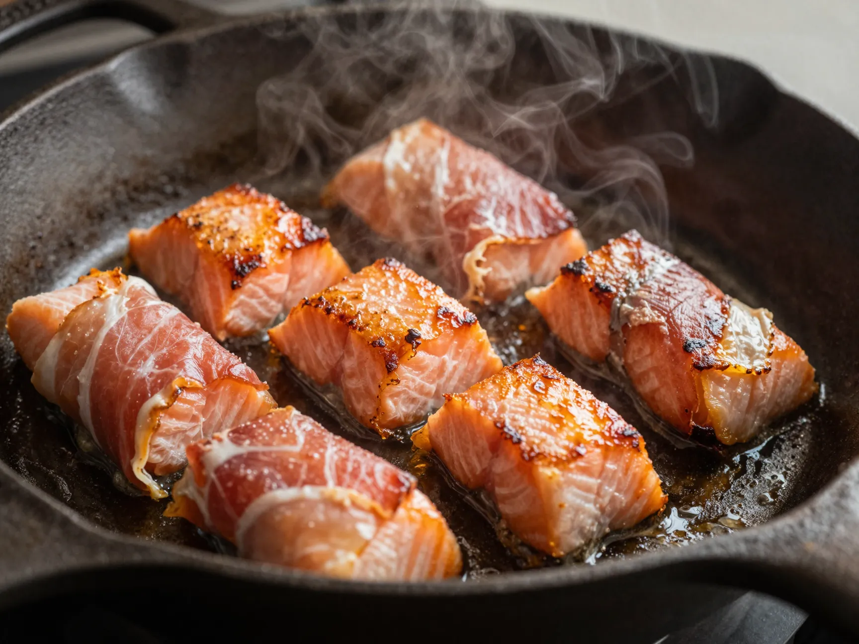 Prosciutto wrapped salmon bites