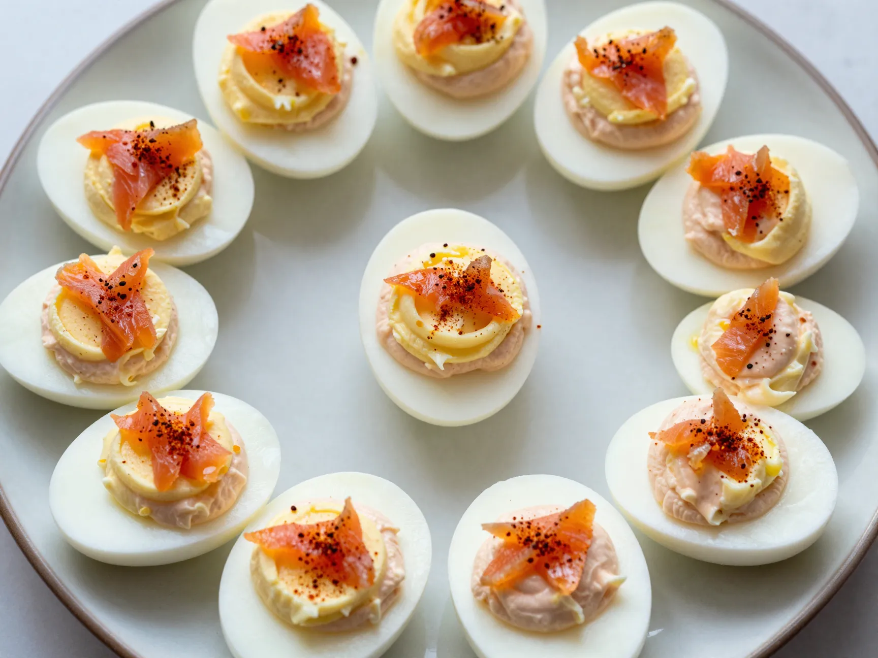 Smoked salmon deviled eggs