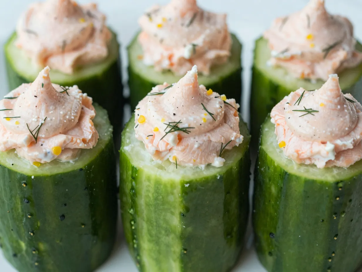 Smoked salmon cucumber cups