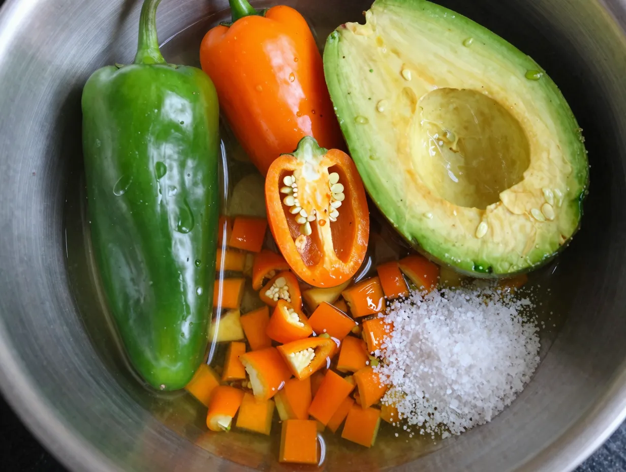 Spicy guacamole with serrano and habanero