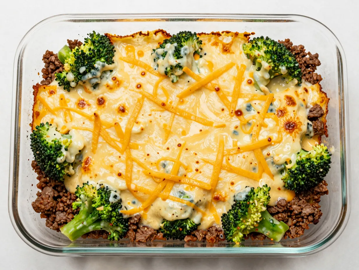 Easy keto hamburger broccoli casserole