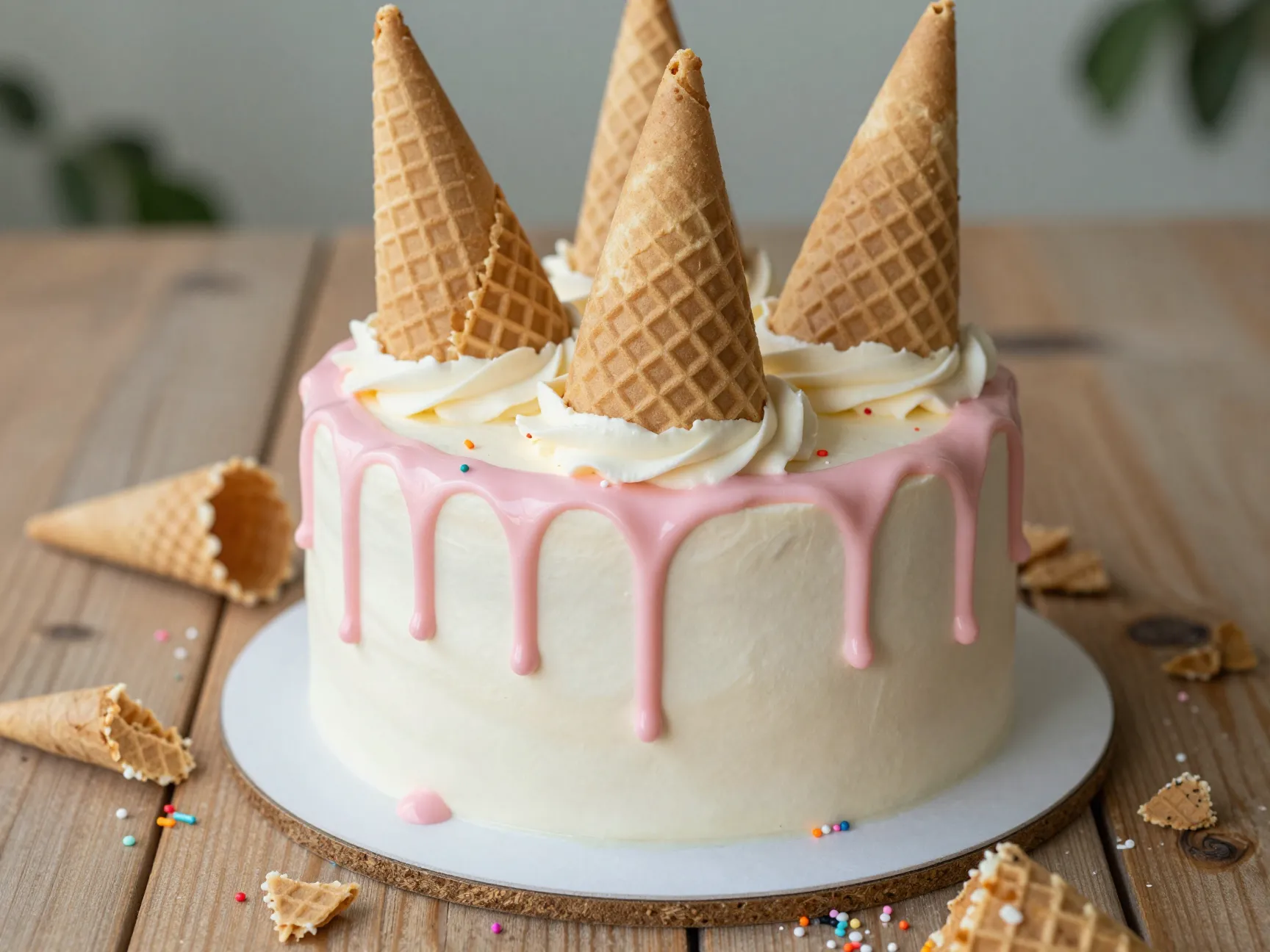 The illusion ice cream cone drip cake