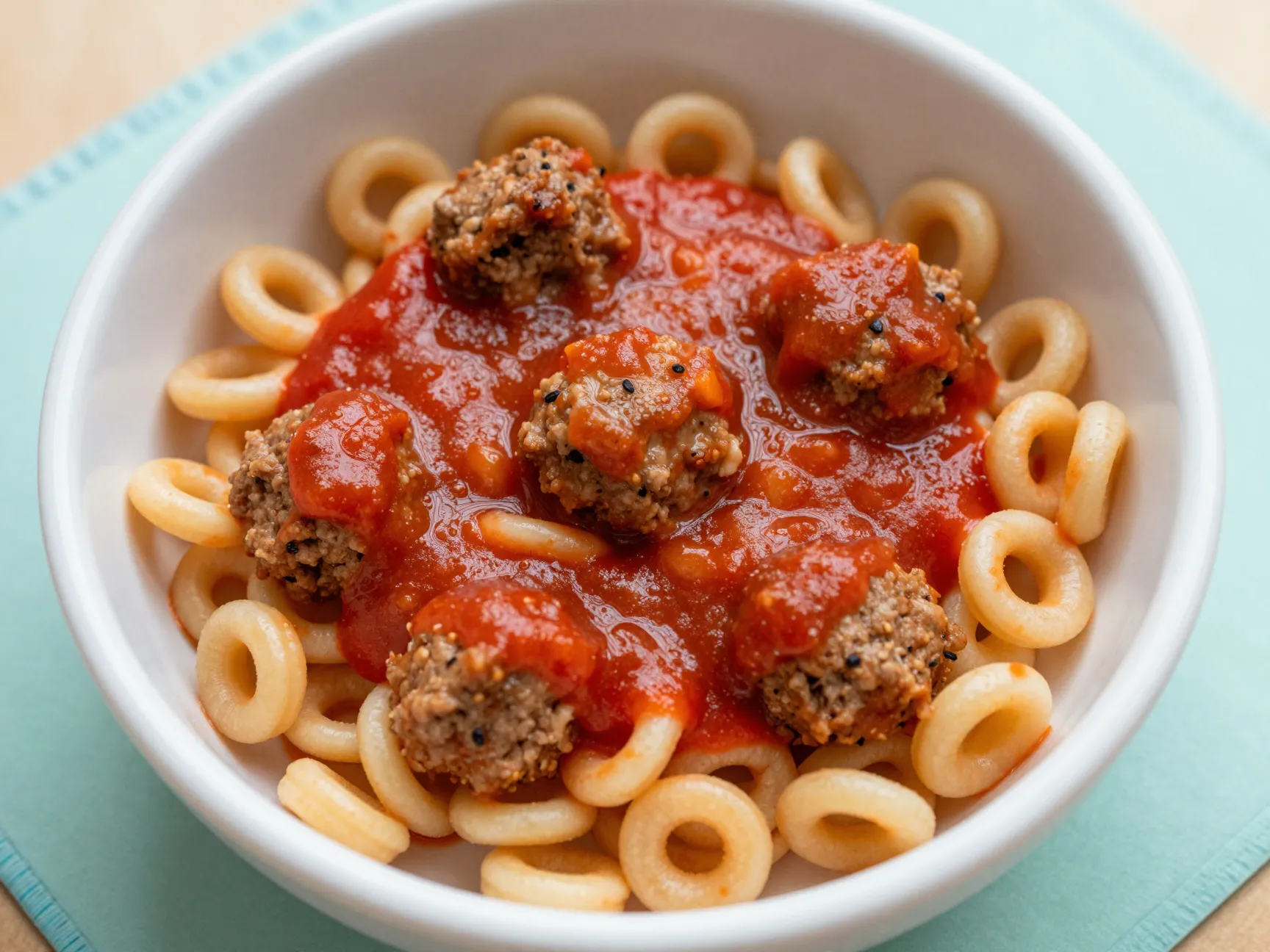 Homemade spaghetti os with mini meatballs