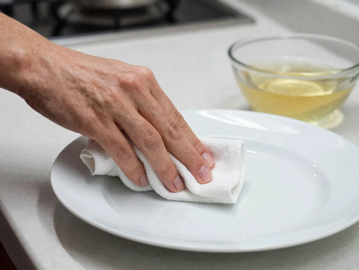 Wipe the rim and plate with intention