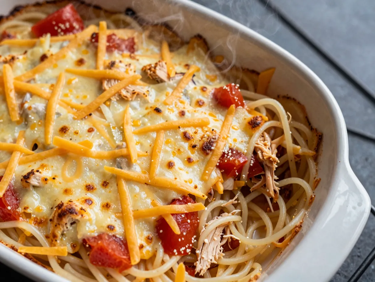 Classic baked chicken spaghetti with a tex mex twist