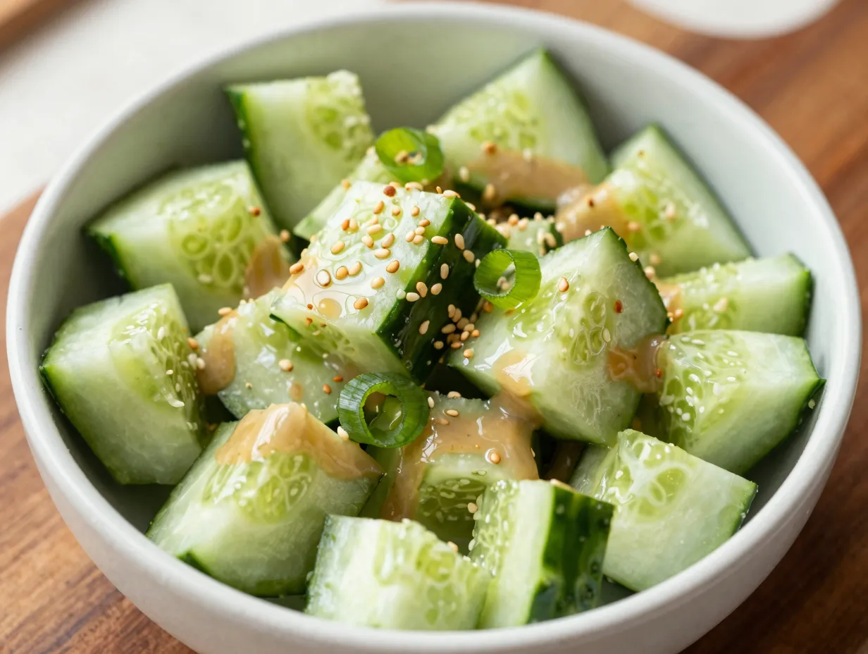 Classic chinese smashed cucumber salad pai huang gua