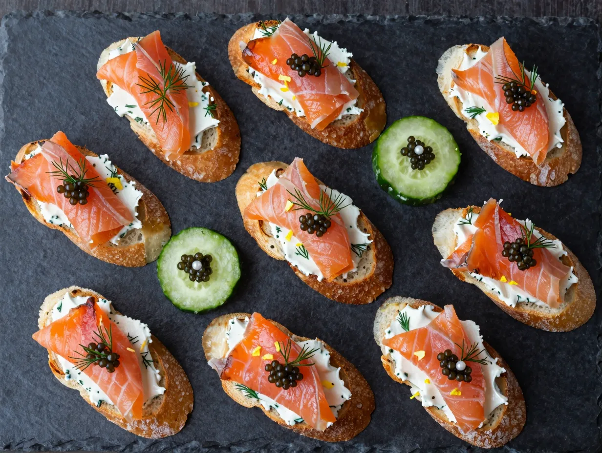 Smoked salmon canapes