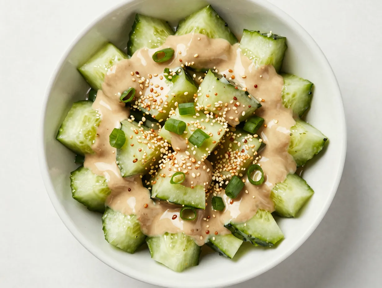 Garlicky sesame smashed cucumber salad