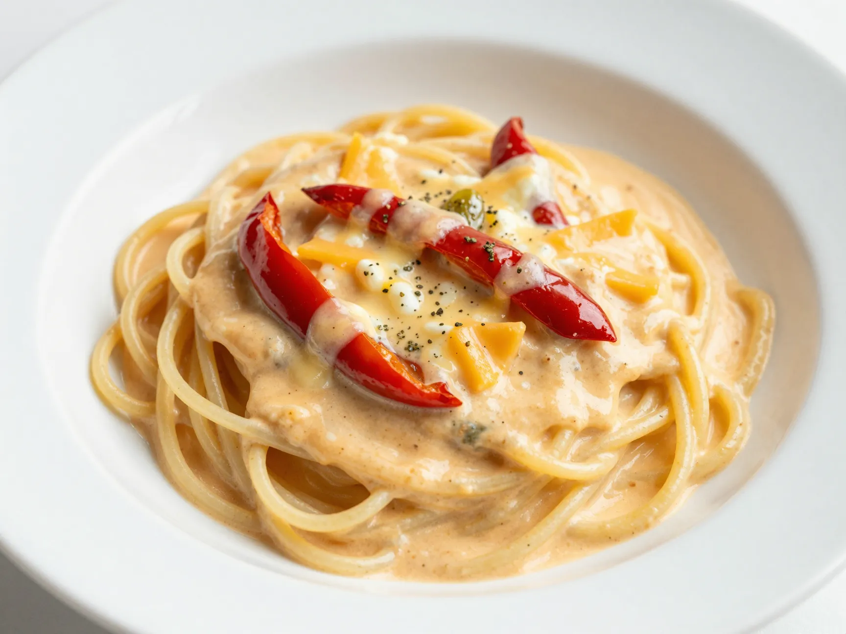 Italian inspired creamy cheesy crockpot chicken spaghetti