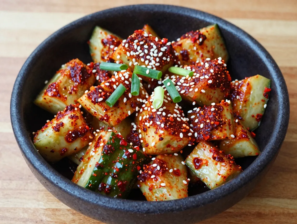 Korean inspired smashed cucumber salad oi muchim