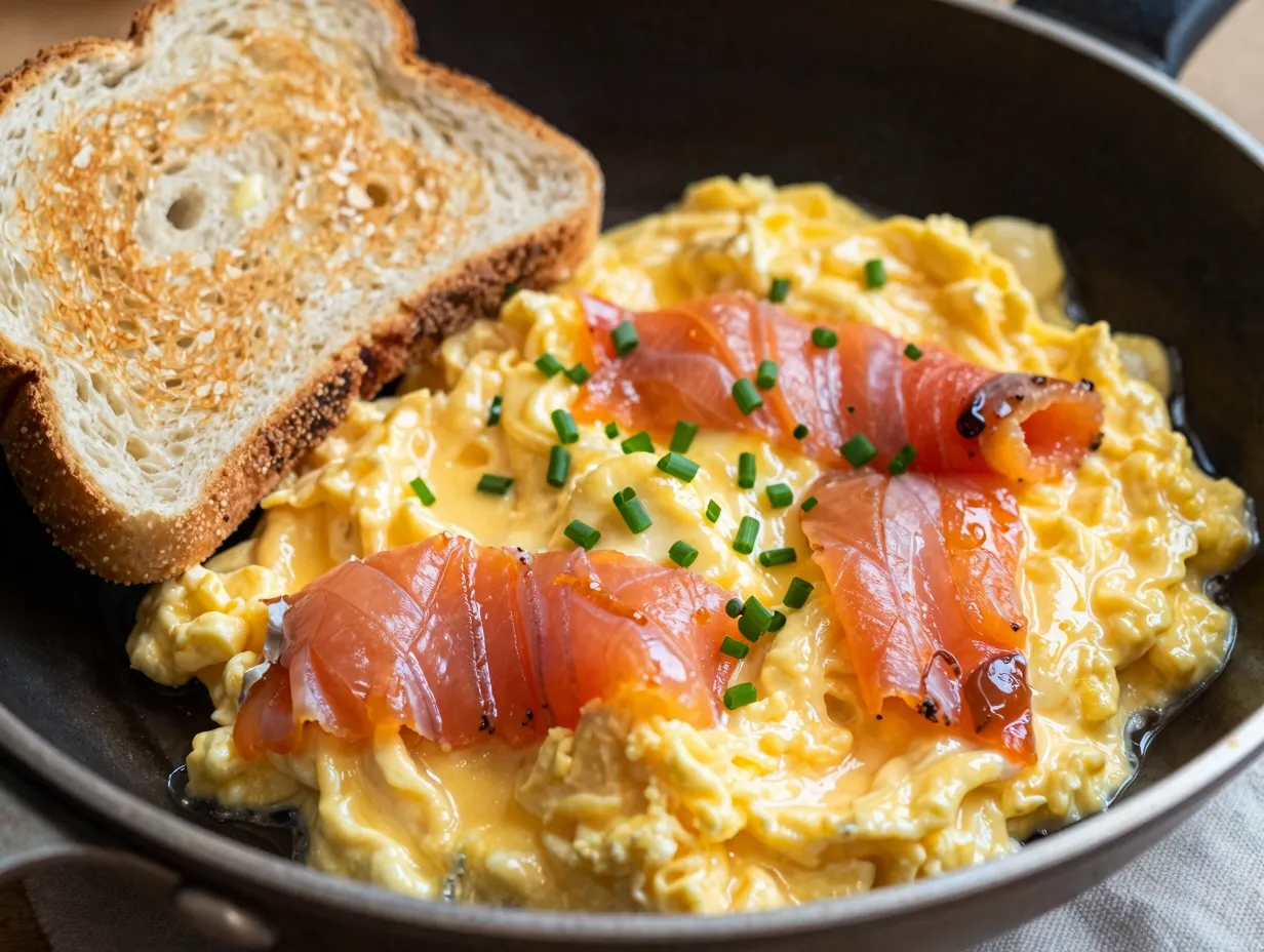 Smoked salmon and scrambled eggs