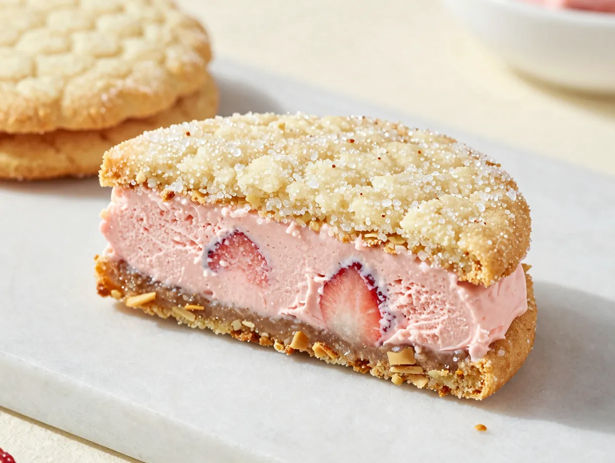 Sugar cookie and strawberry cheesecake ice cream