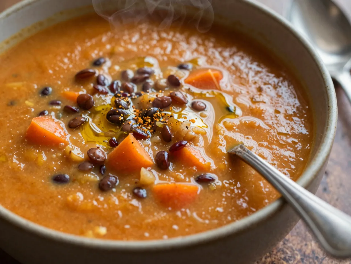 Spiced carrot and lentil soup