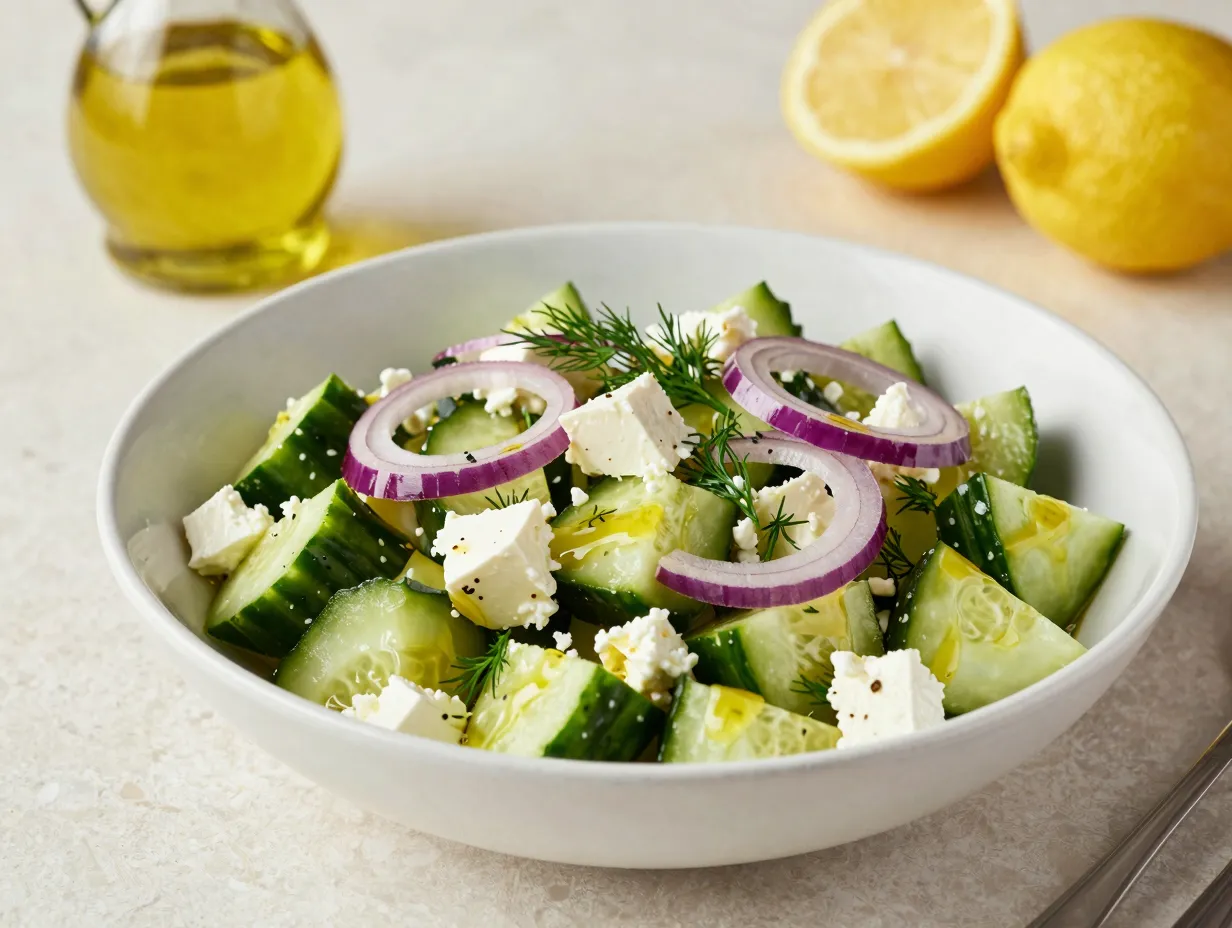 Mediterranean smashed cucumber salad