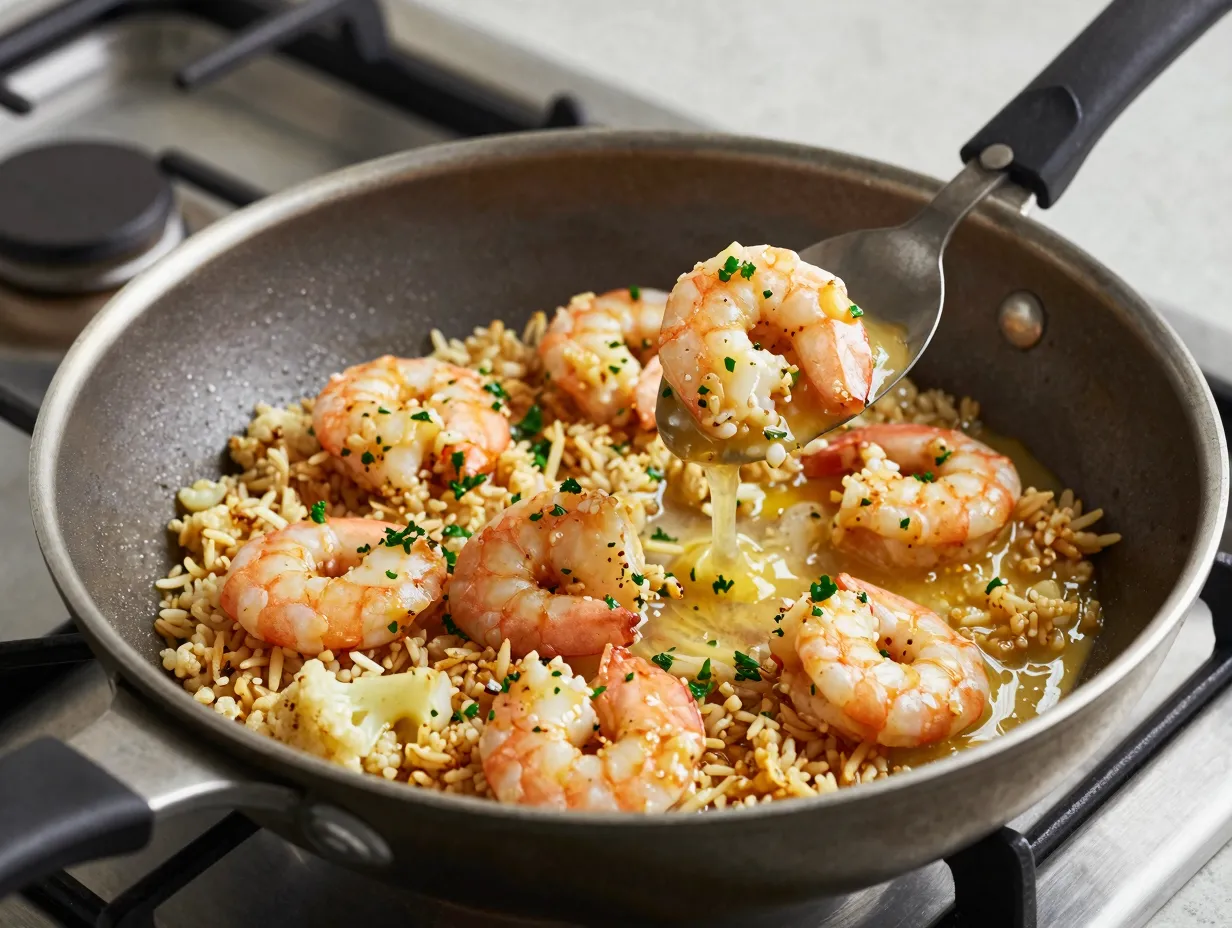 Garlic shrimp scampi with cauliflower rice