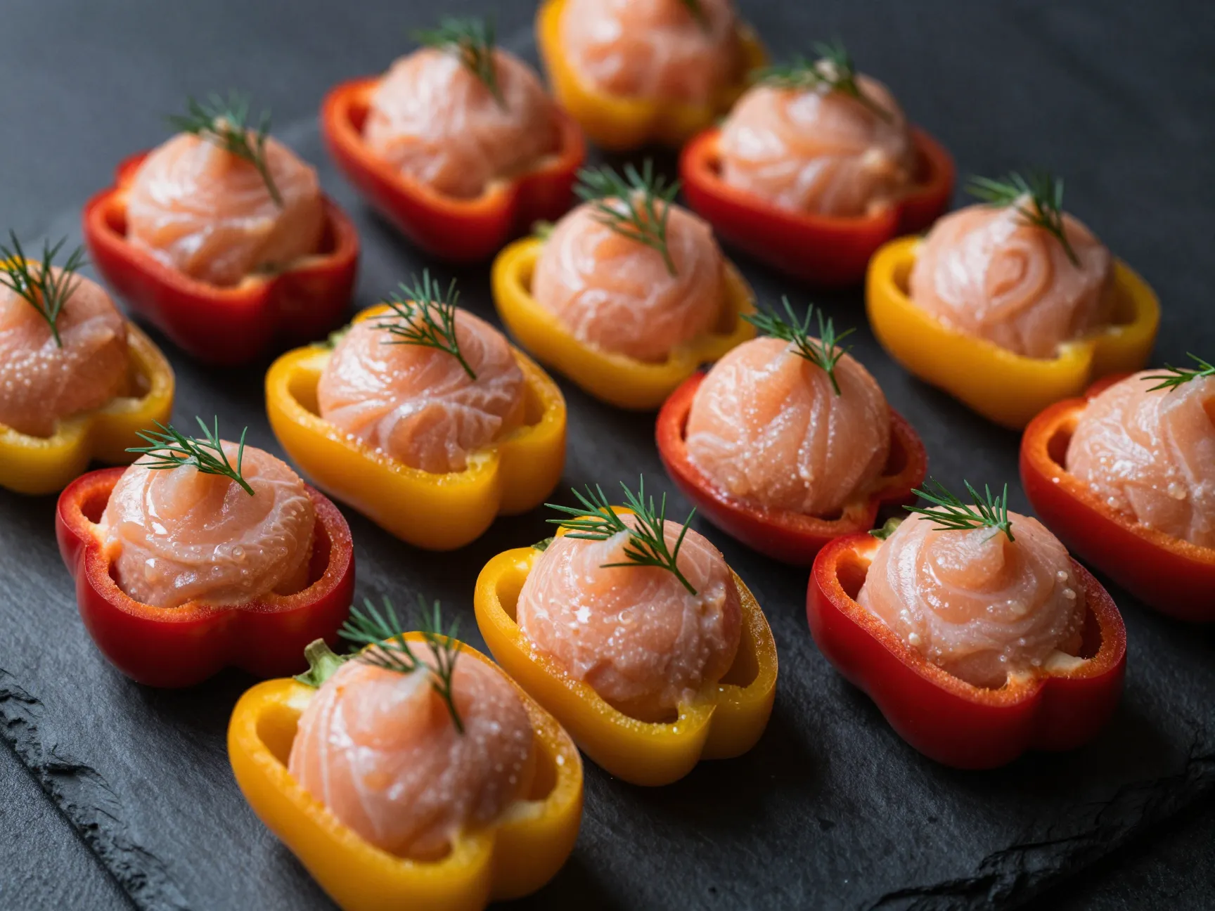 Stuffed mini peppers with salmon mousse