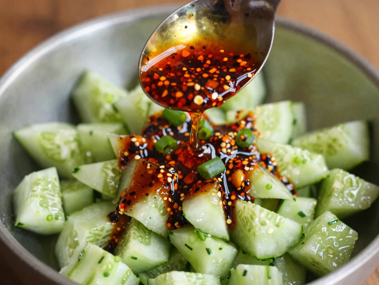 Food networks chile crisp cucumber salad with brown sugar balance