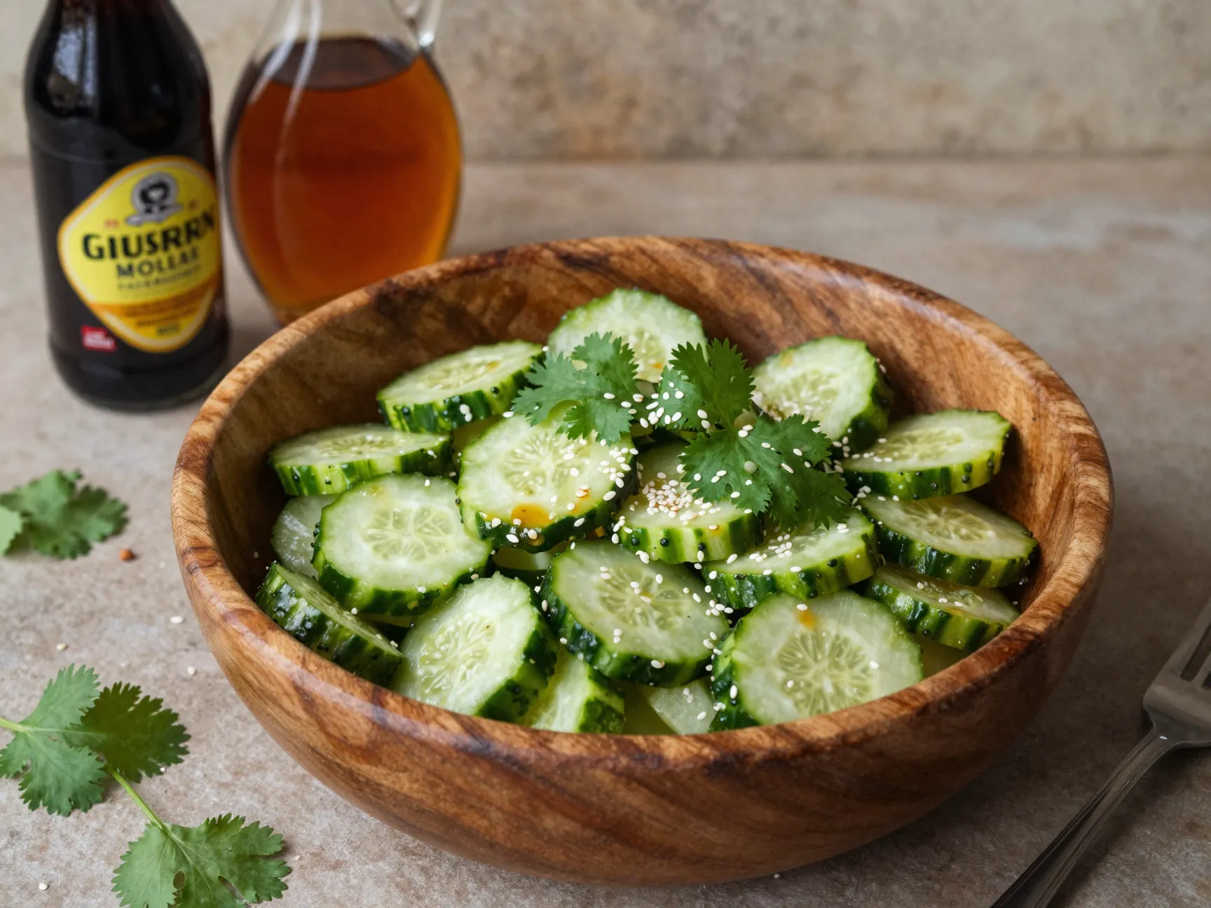 World of vegans smashed spicy asian cucumber salad