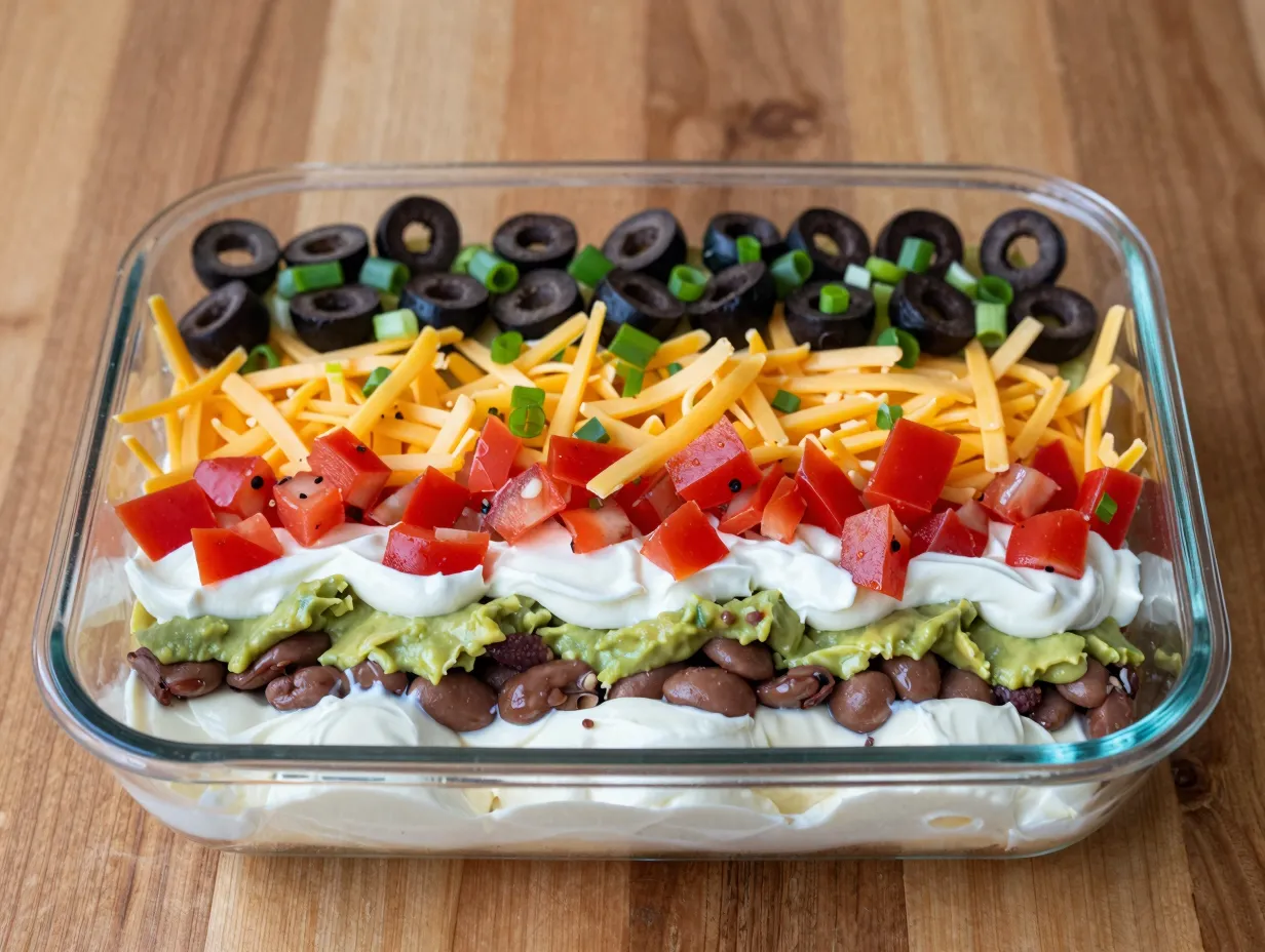 The classic seven layer cream cheese taco dip