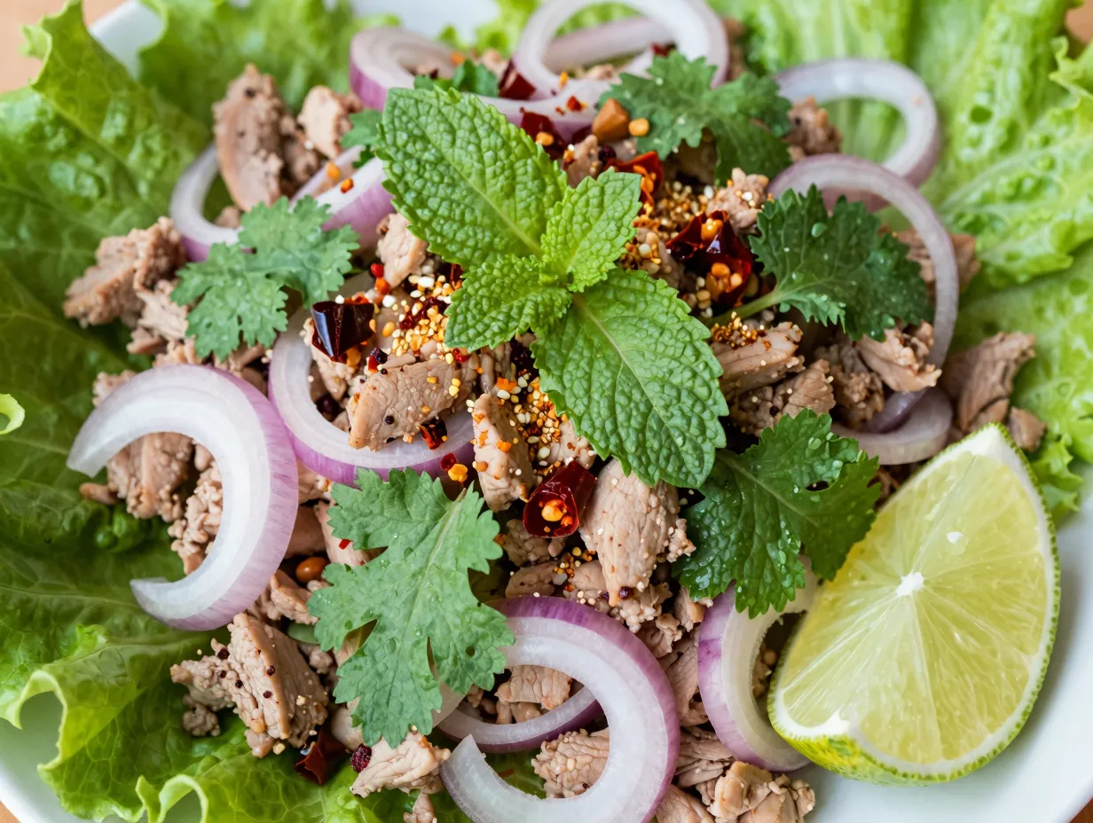 4 thai larb minced meat salad