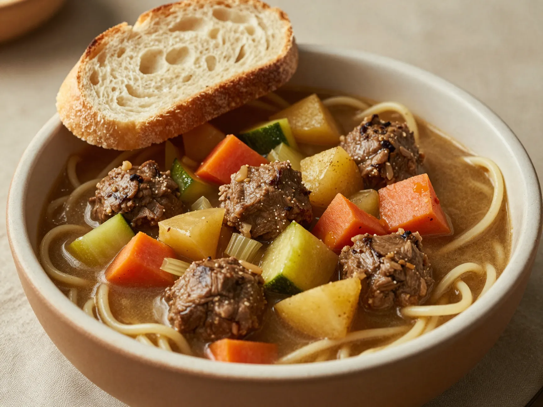 Crockpot meatball stew with root vegetables