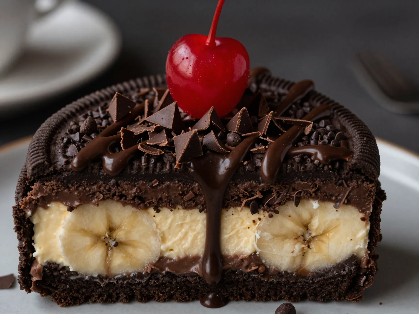 The chocolate lovers banana split cake