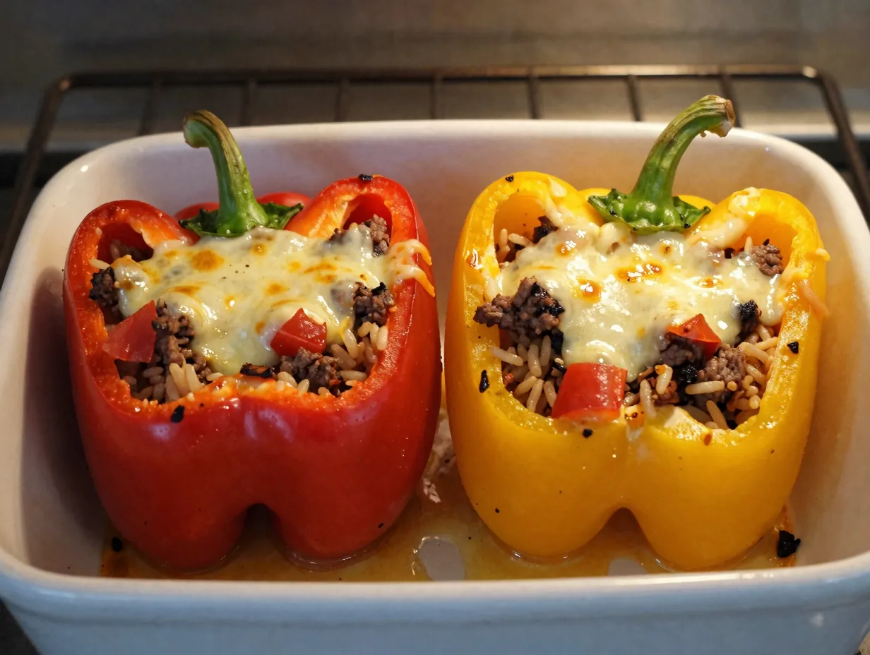 6 stuffed bell peppers with mince and rice